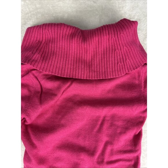 Michael Kors Sweater Dress Womens Size Medium Pink Fuscia Wool Blend Turtleneck - Picture 8 of 8